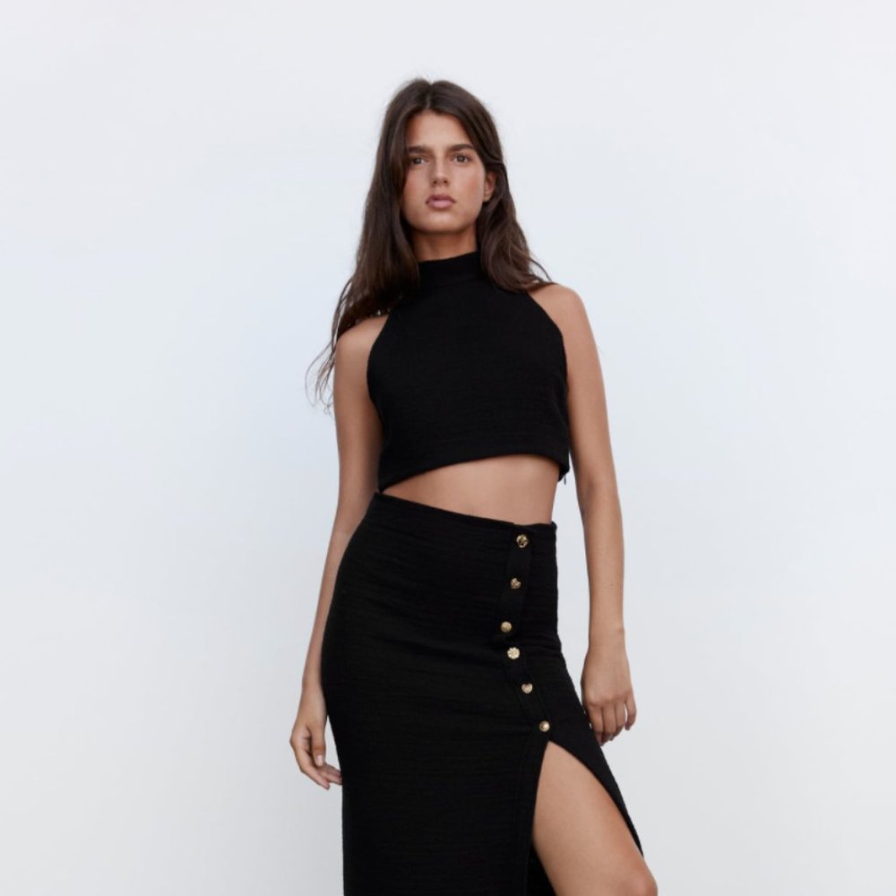 ZARA TEXTURED HALTER TOP